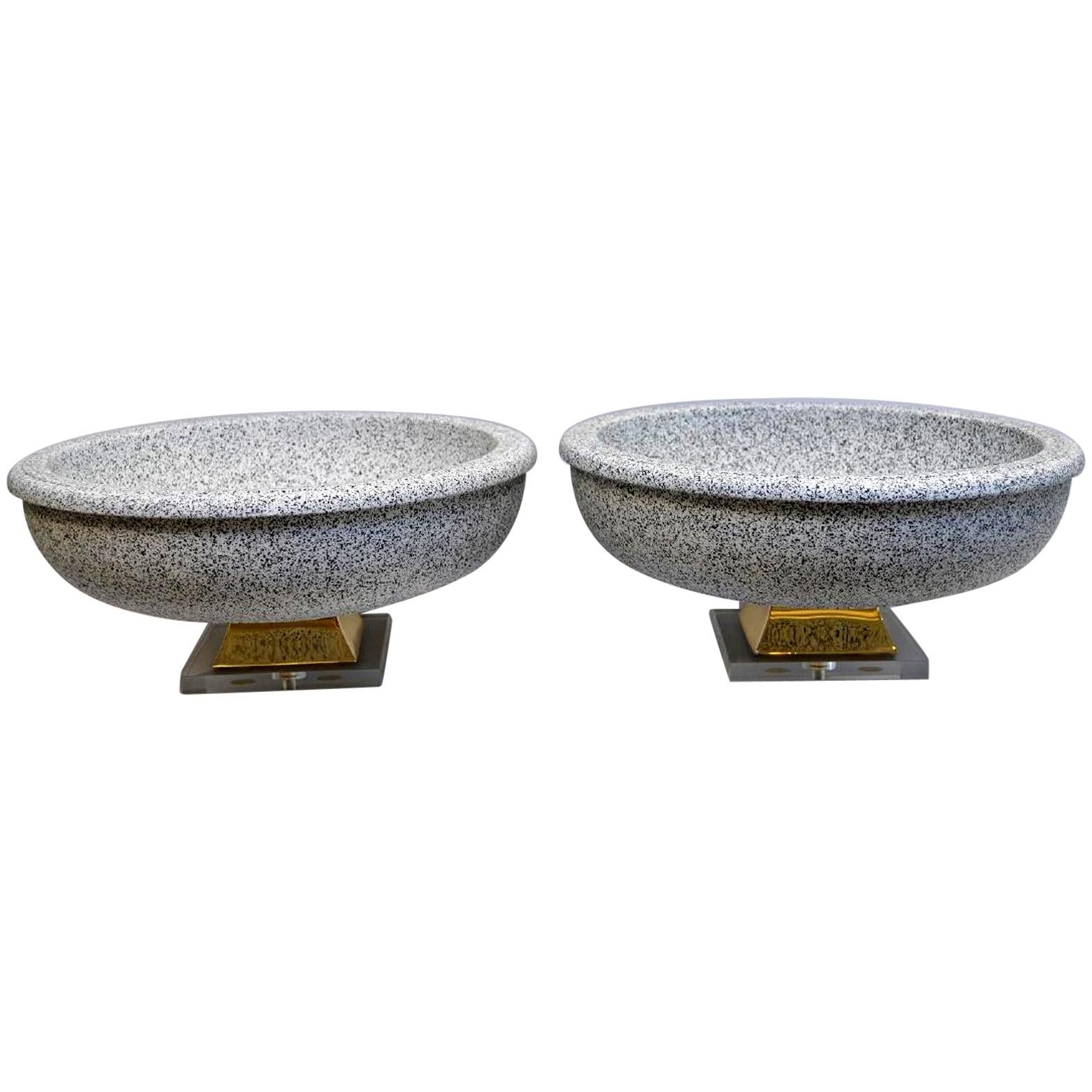 Pair of Italian Mangani Ceramic Pedestal Bowls