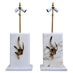 Pair of Italian Marble and Gilt Bronze Table Lamps, circa 1955–1975