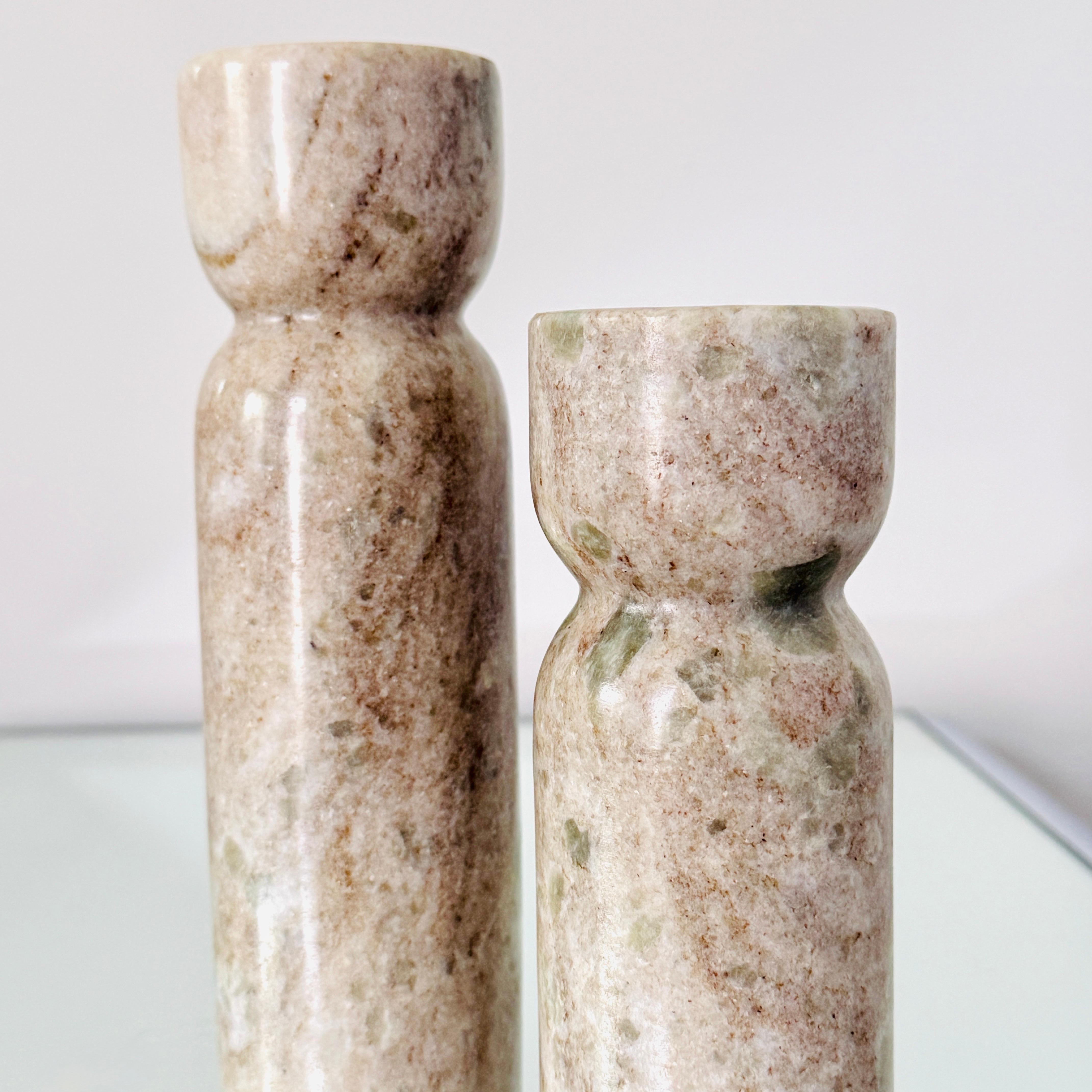 Pair of Italian Marble Candle Holders, Post-Modern, c. 2000 In Excellent Condition For Sale In Fort Lauderdale, FL
