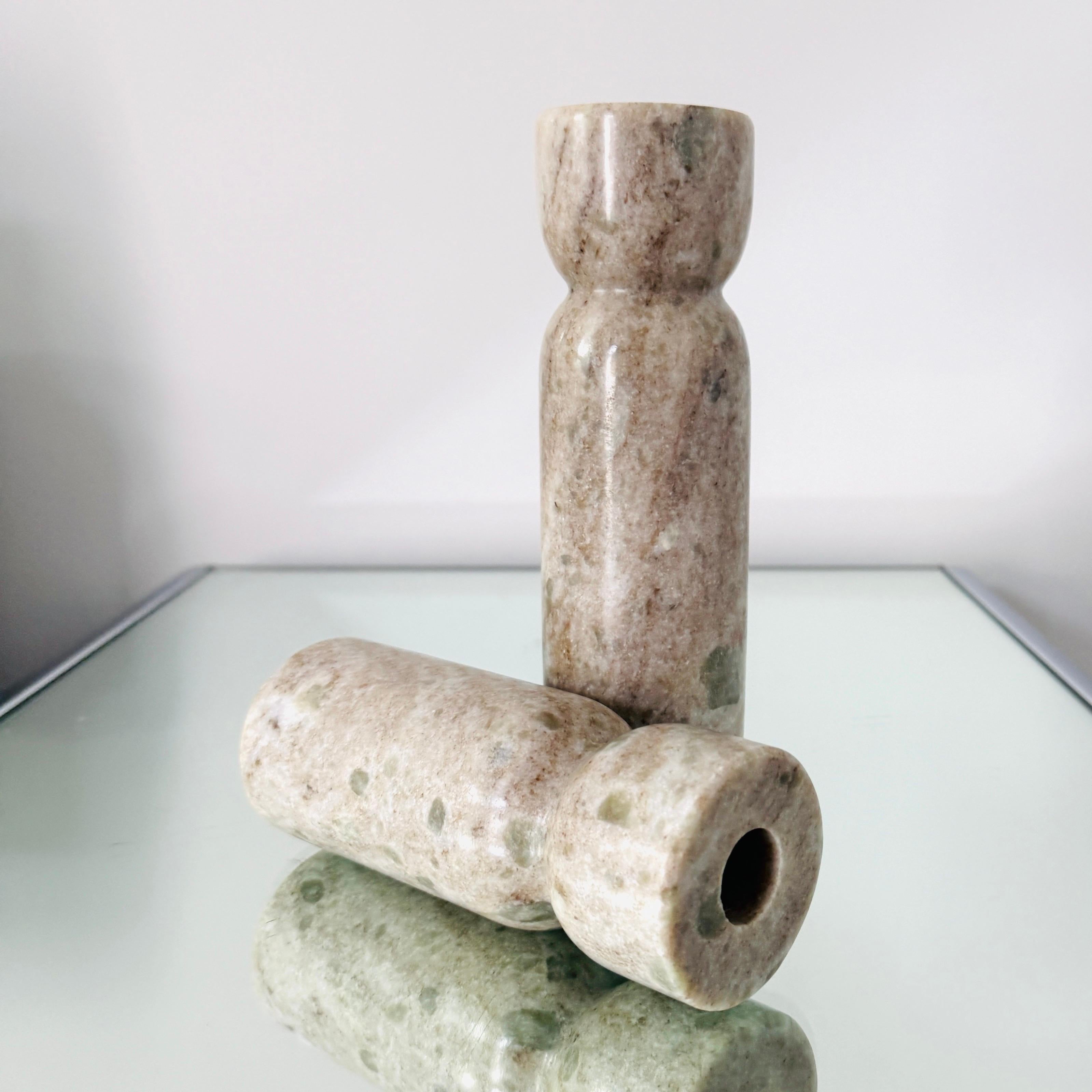 Pair of Italian Marble Candle Holders, Post-Modern, c. 2000 For Sale 1