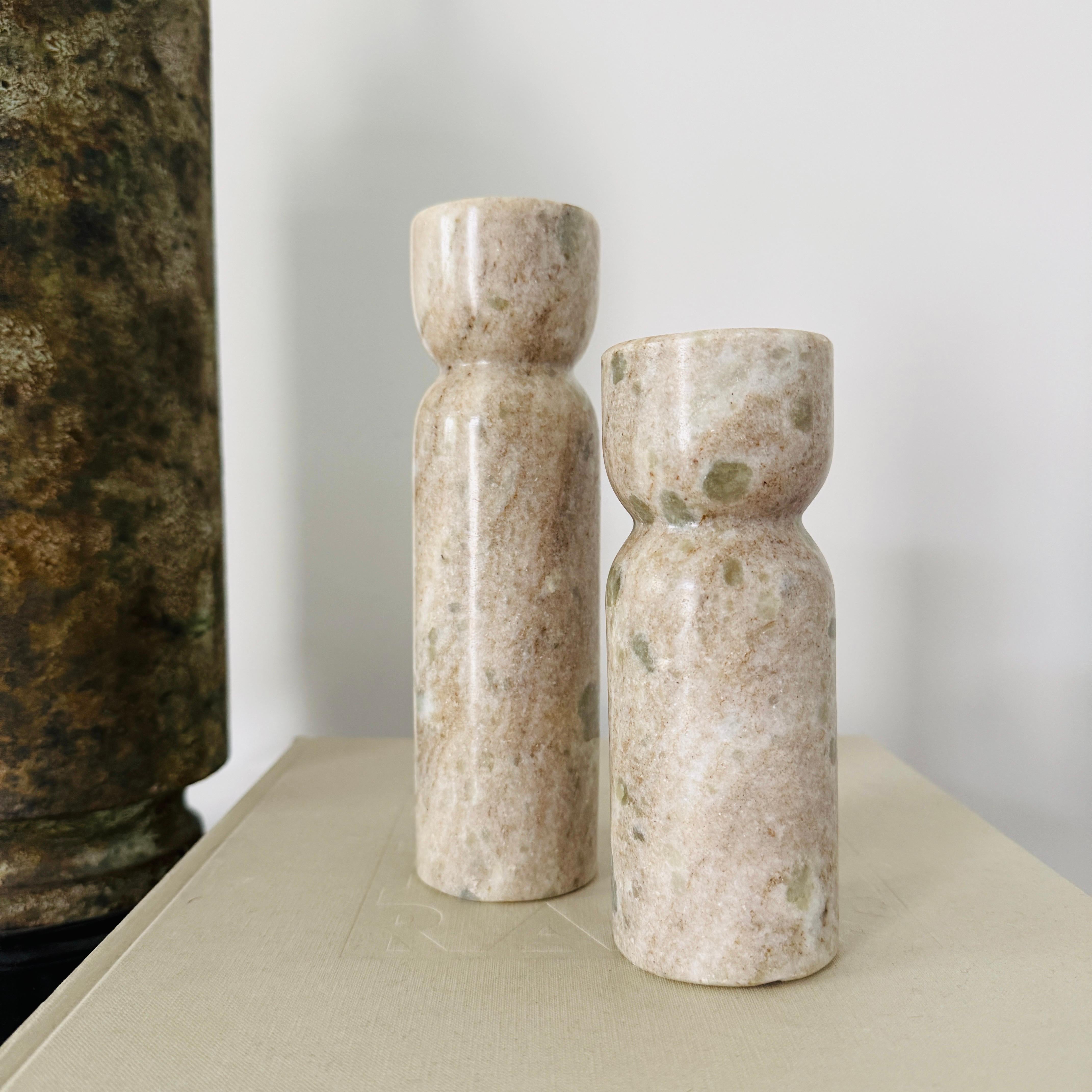 Pair of Italian Marble Candle Holders, Post-Modern, c. 2000 For Sale 2