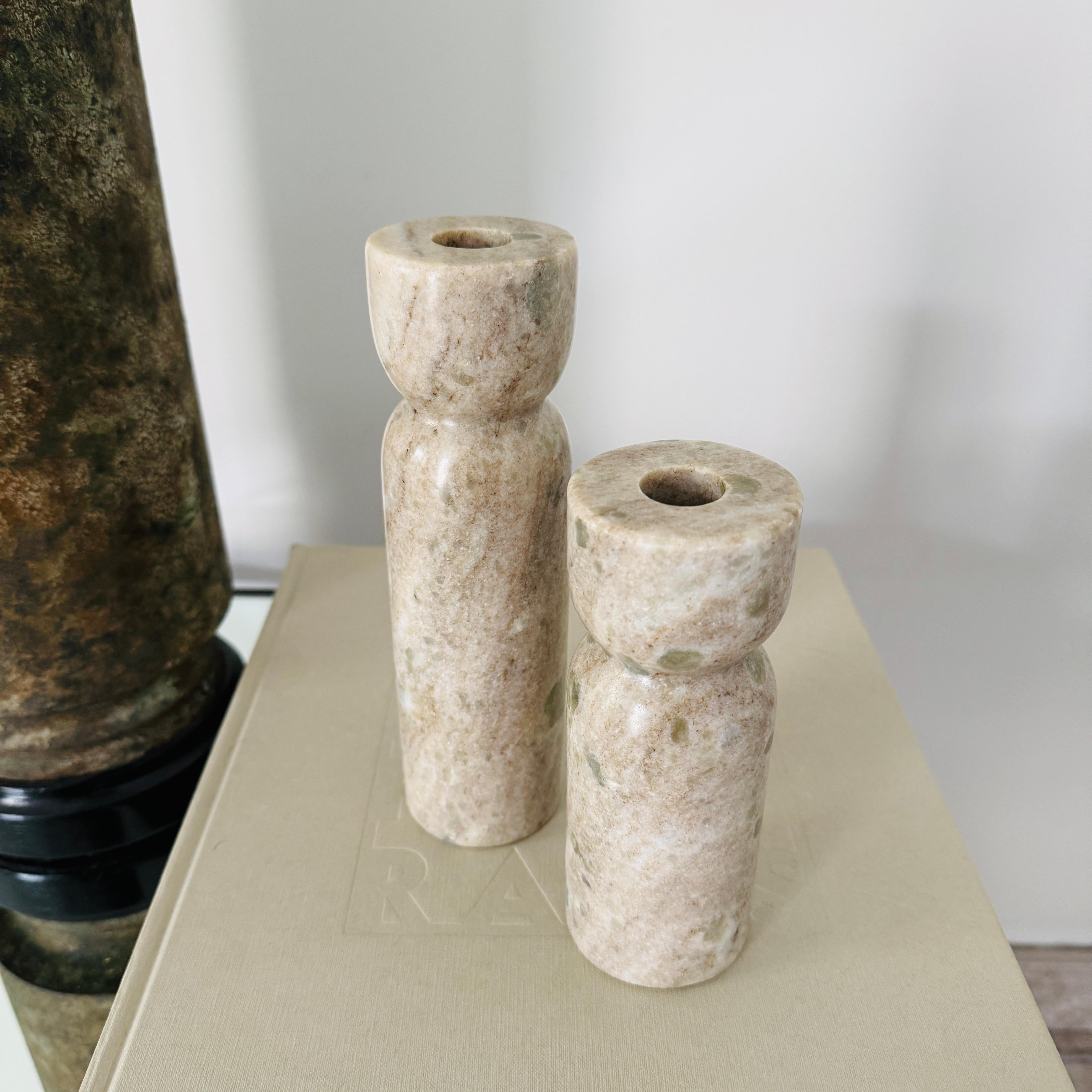 Pair of Italian Marble Candle Holders, Post-Modern, c. 2000 For Sale 3