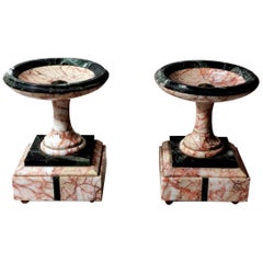 Pair of Italian Marble Cassolettes Verde Alpi and Rosalia Napoleon III Style