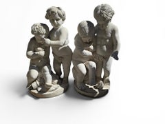 Pair of Italian Marble Cherub Sculptures, 1950s
