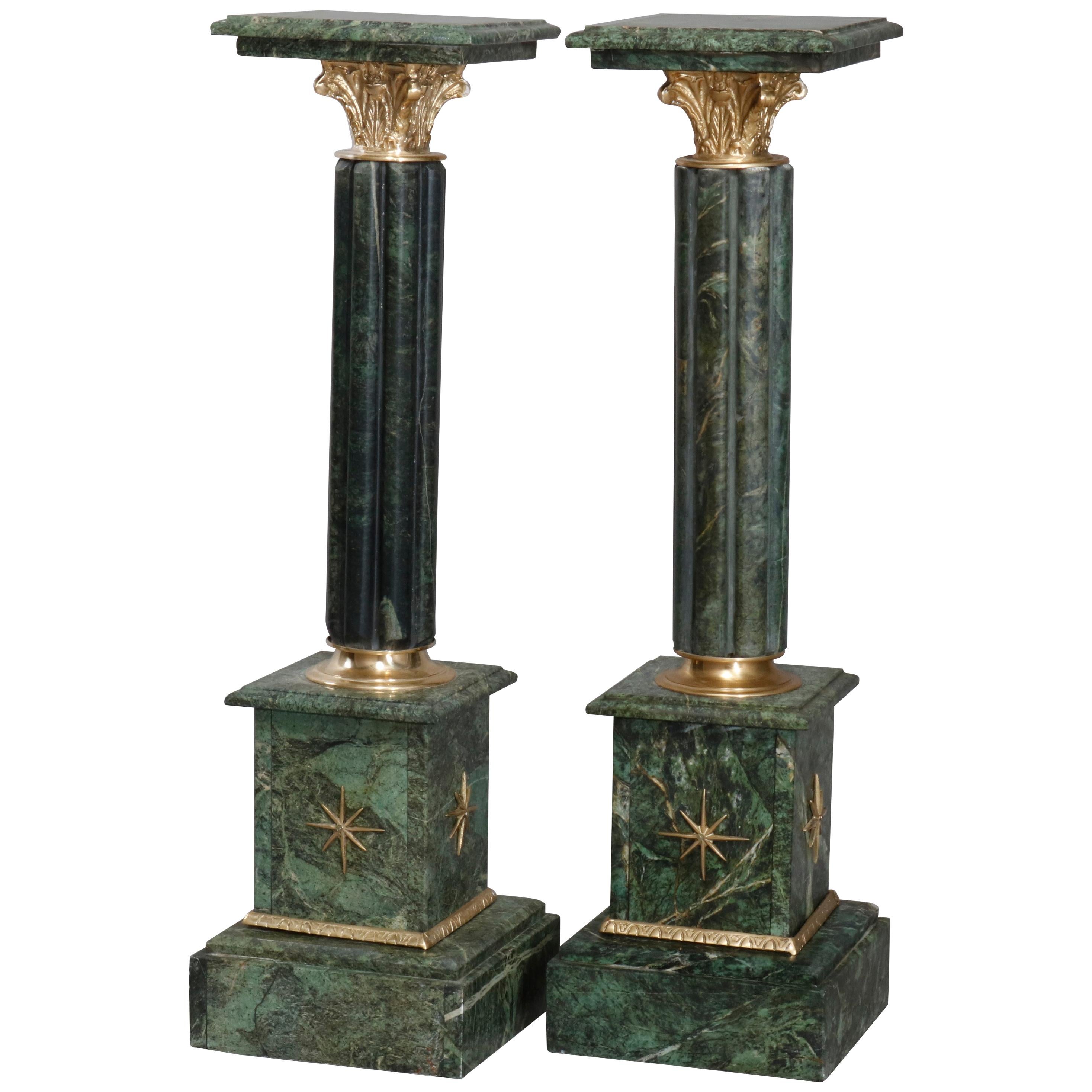 Pair of Italian Marble Cluster Column Sculpture Display Pedestals, 20th Century