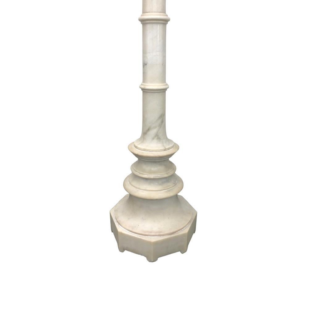 Pair of Italian Marble Column Lamps 1