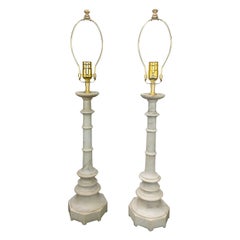 Pair of Italian Marble Column Lamps