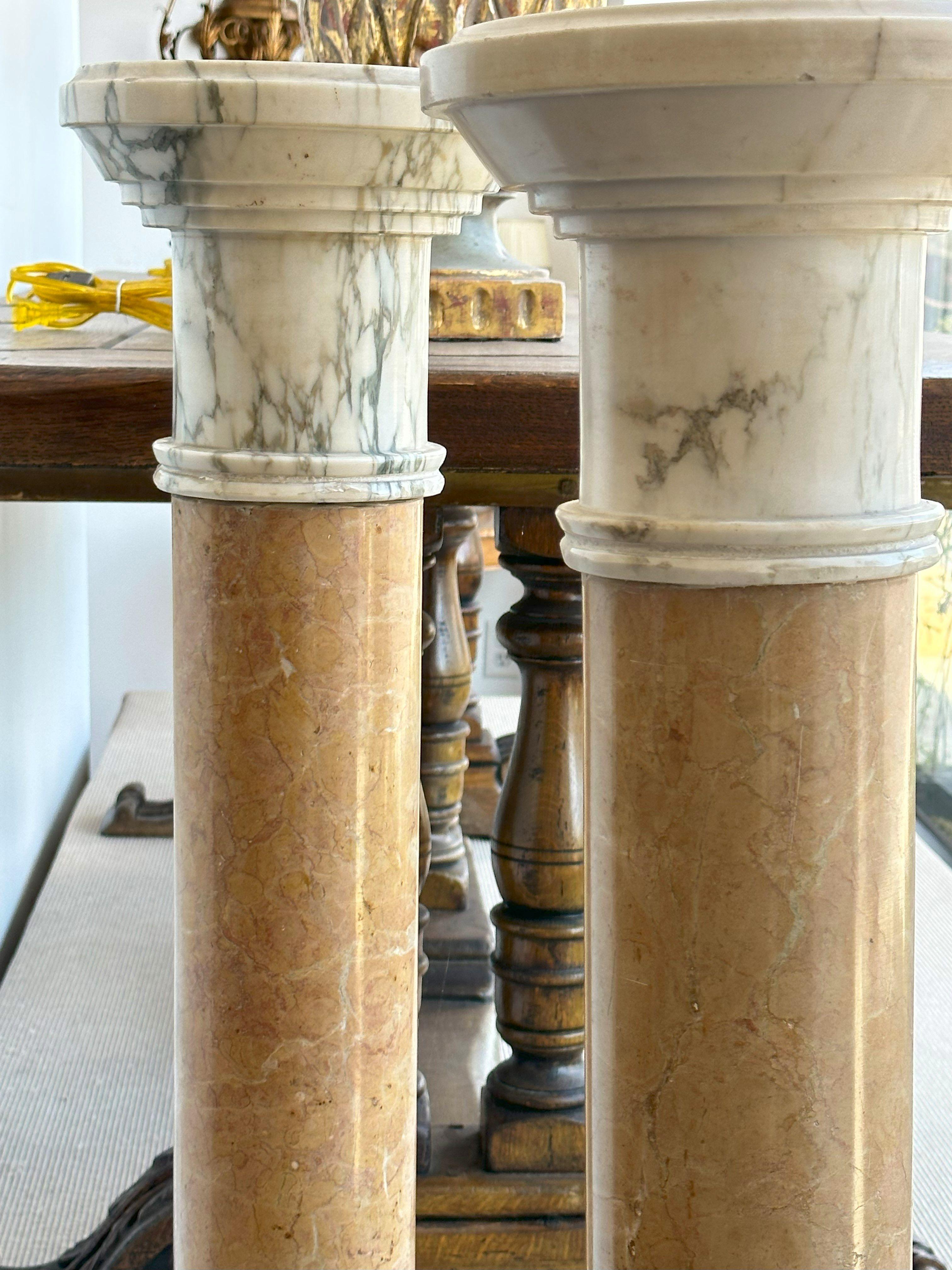 Paar italienische Marmorsäulen-Säulen im Angebot 2