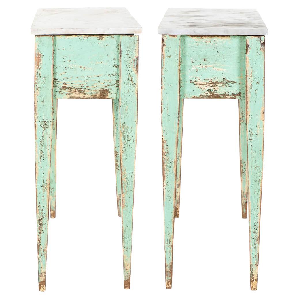 Pair of Italian Marble Console Tables For Sale