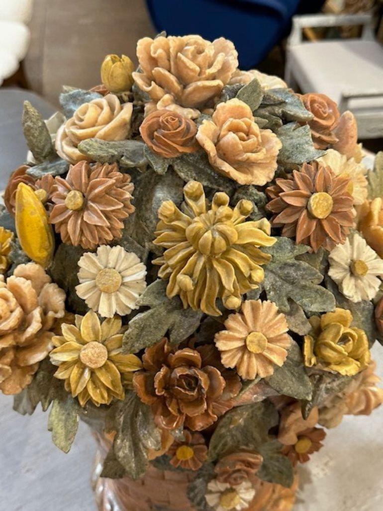 Ceramic Pair of Italian Marble Flower Baskets