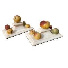 Pair of Italian Marble Fruit Paperweights, 19th Century