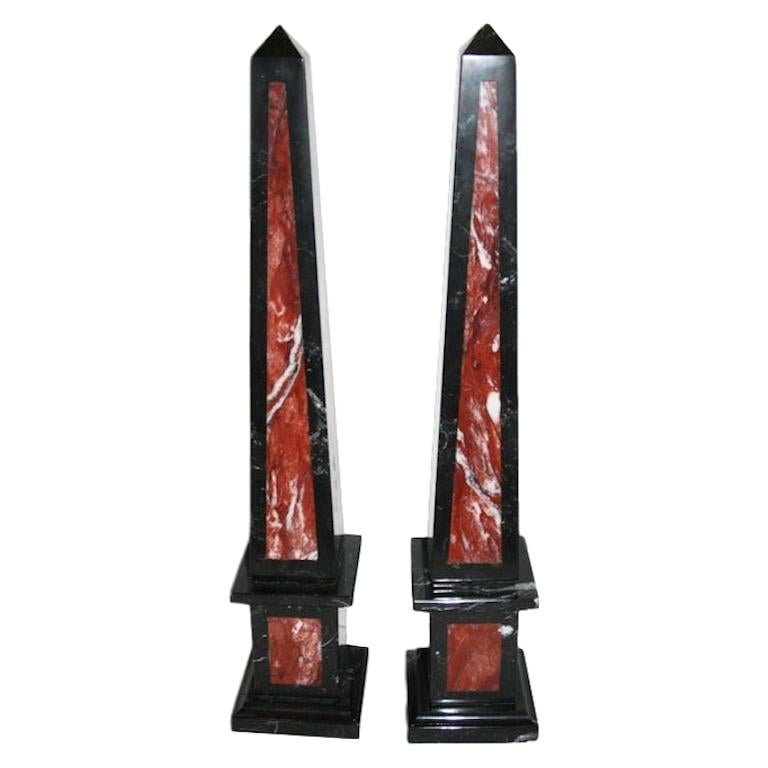 Pair of Italian Marble Obelisks For Sale