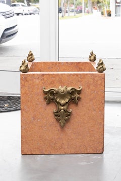 Pair of Italian Marble Planters with Gilt Metal Mounts
