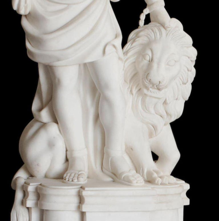 Pair of Italian Marble Statues of Hunters at 1stDibs