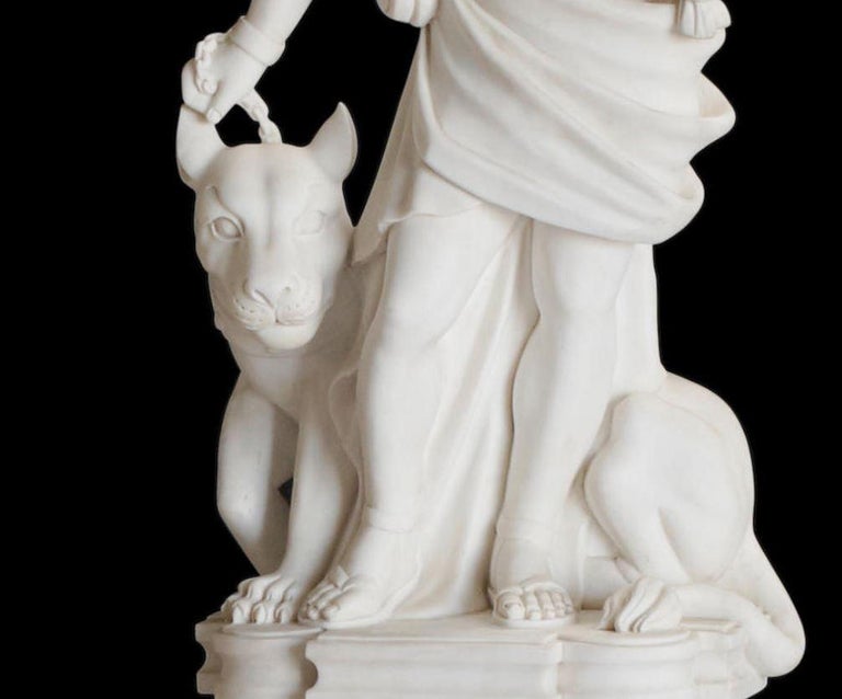Pair of Italian Marble Statues of Hunters at 1stDibs