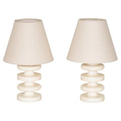 Pair of Italian Marble Tiered Lamps
