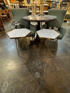 Pair of Italian Marble Top Hex Tables
