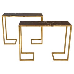 Pair of Italian Marble Topped Consoles