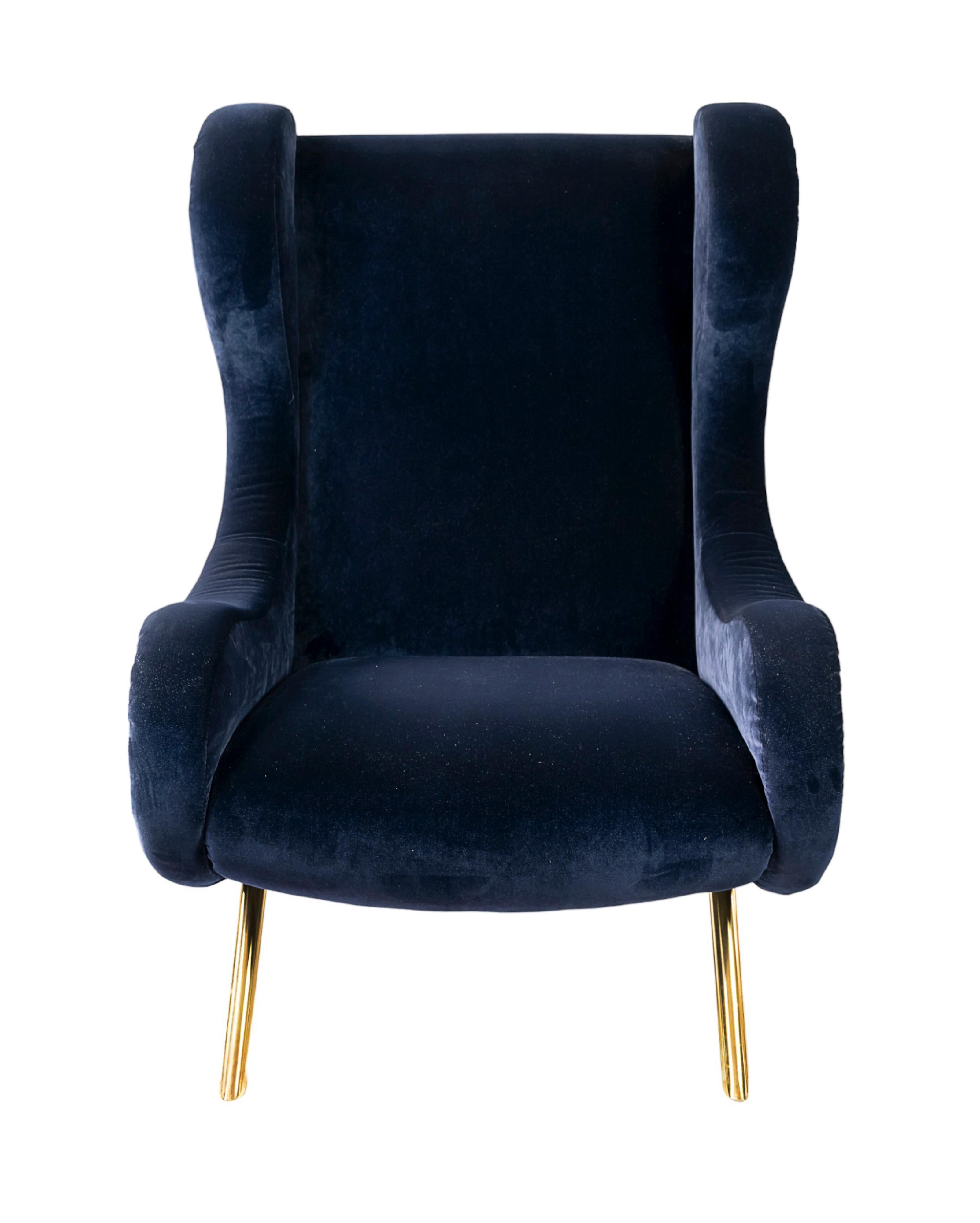 Mid-Century Modern Pair of Italian Marco Zanuso Style Armchairs