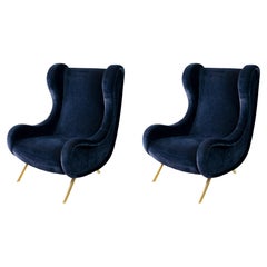 Pair of Italian Marco Zanuso Style Armchairs