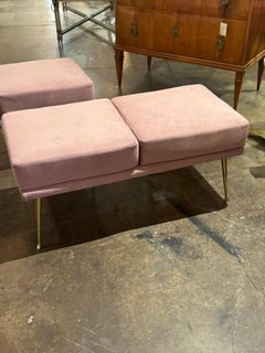 Pair of Italian Marco Zanuso Style Pink Benches