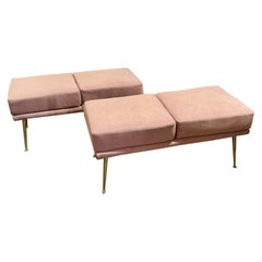Pair of Italian Marco Zanuso Style Pink Benches