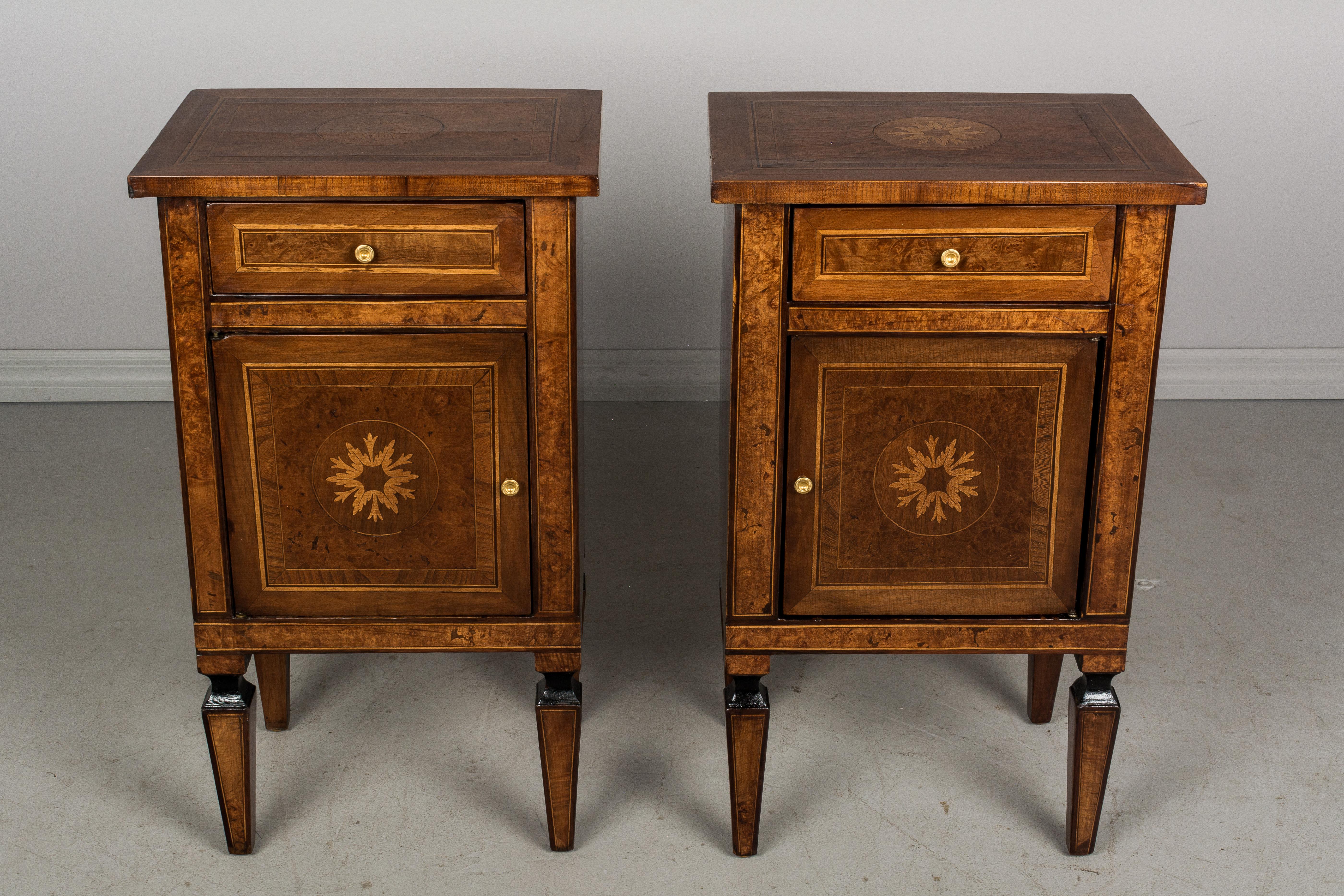Neoclassical Revival Pair of Italian Marquetry Side Tables