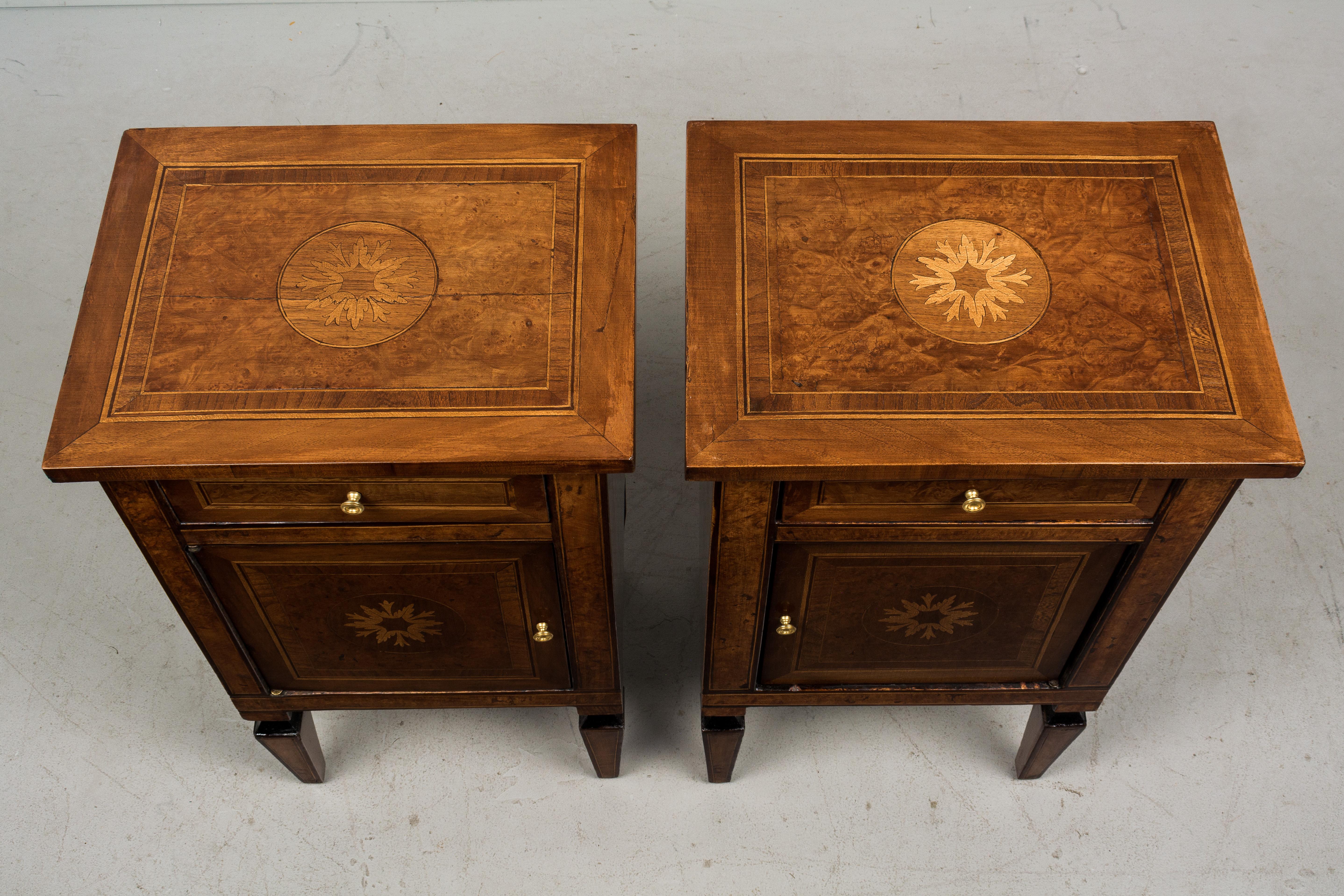 Pair of Italian Marquetry Side Tables 1