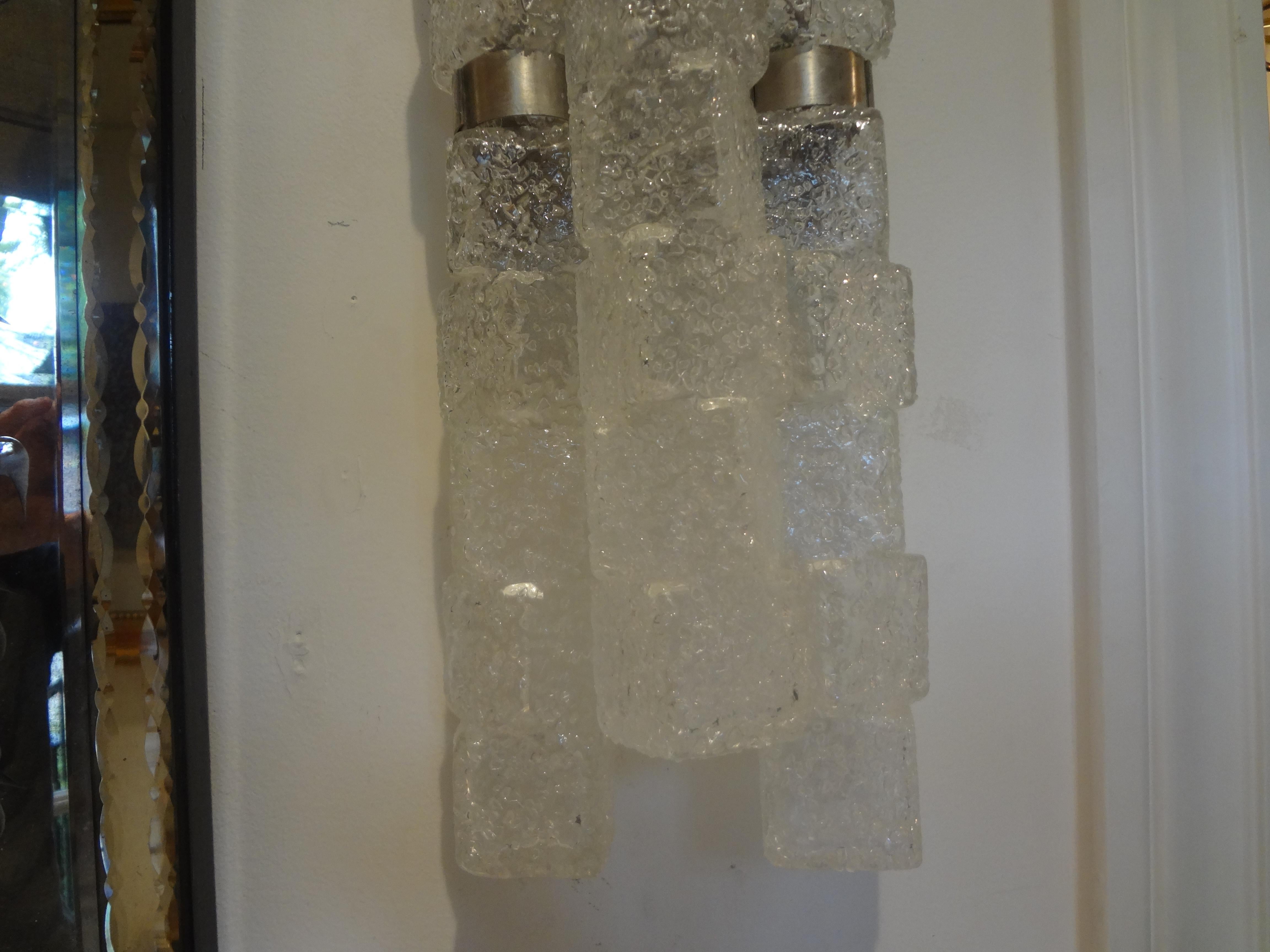 Mid-Century Modern Pair of Italian Max Ingrand for Fontana Arte Inspired Murano Glass Sconces For Sale