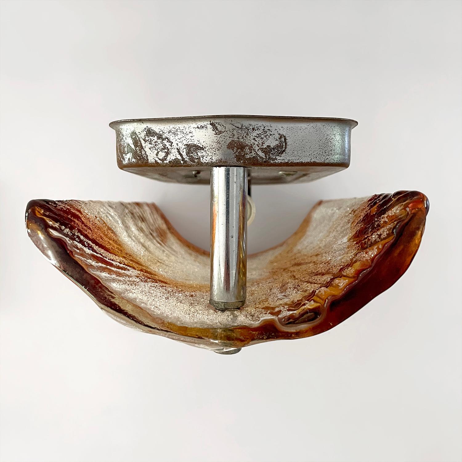 Pareja de apliques italianos de cristal de ámbar Mazzega Murano (recableados) en venta 8