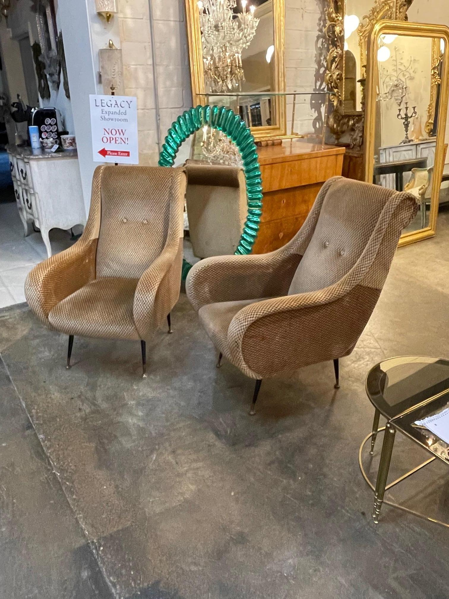 Pair of Italian MCM Armchairs In Good Condition For Sale In Dallas, TX