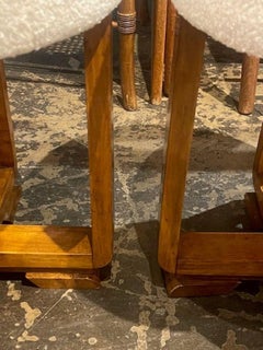 Pair of Italian MCM Art Deco Walnut Stools