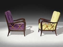 Pair of Italian MCM Contrasting Velvet Armchairs by Paolo Buffa, Italy, 1950s