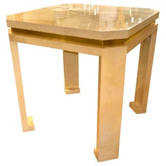 Pair of Italian MCM Parchment and Brass Side Tables