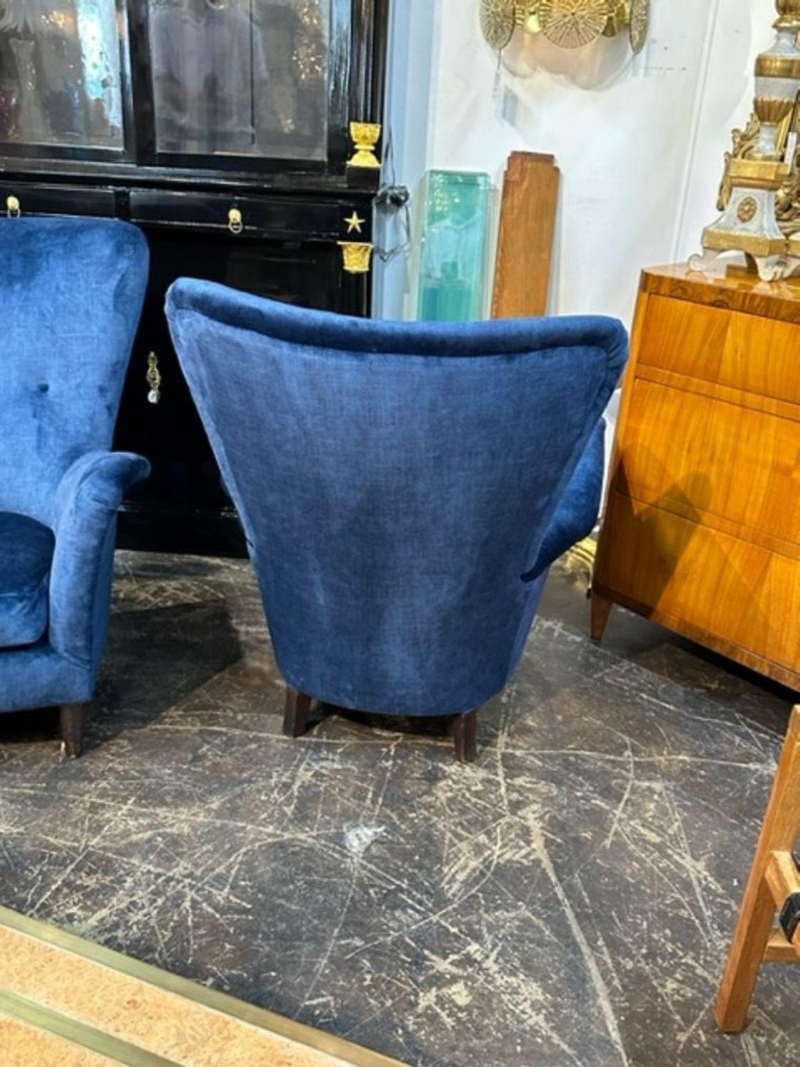 Pair of Italian MCM Velvet Upholstered Club Chairs For Sale 4