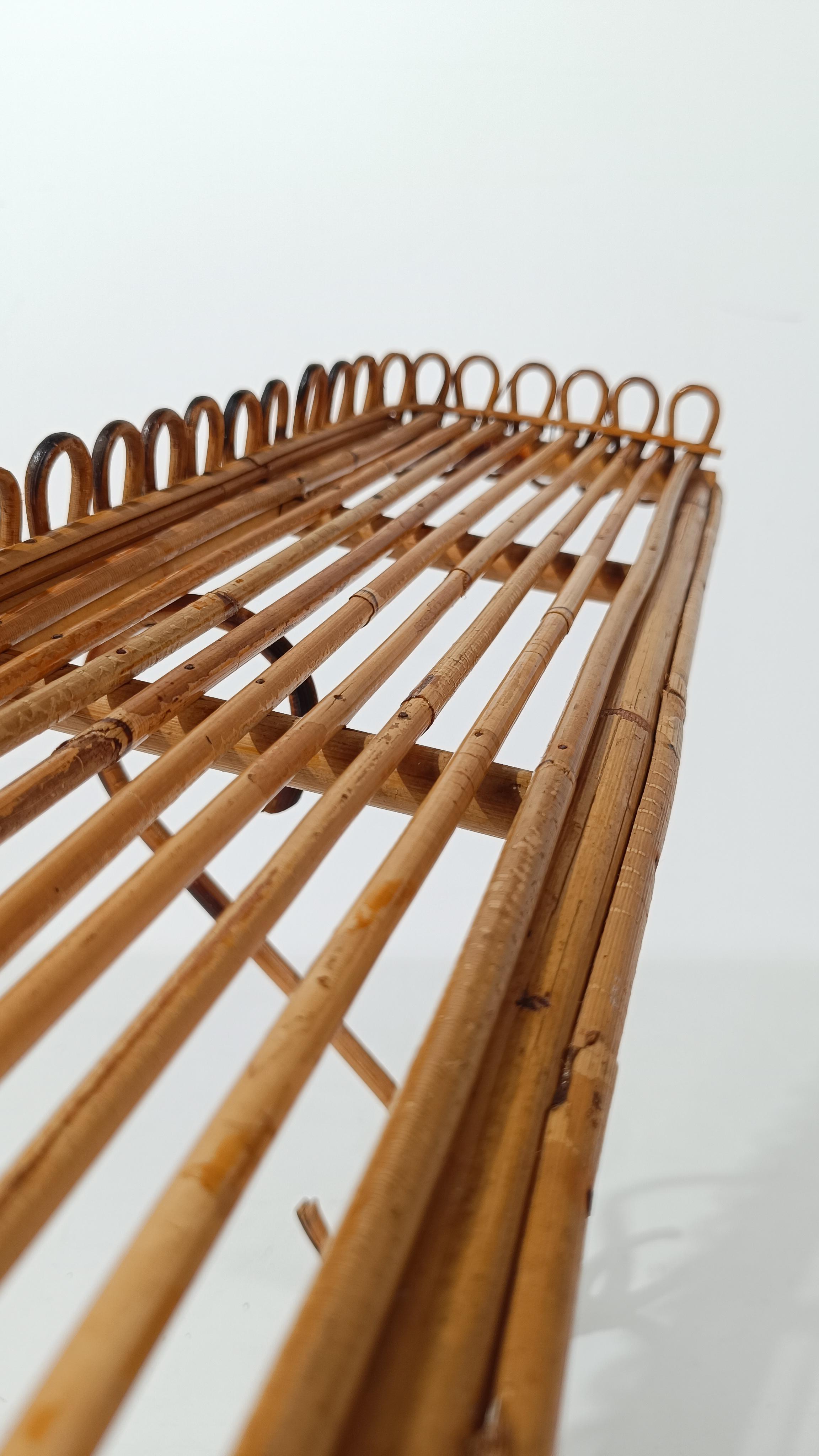 Paar italienische Md 20. Jahrhundert Wandregal / Konsolentisch in Bambus Rattan im Angebot 9