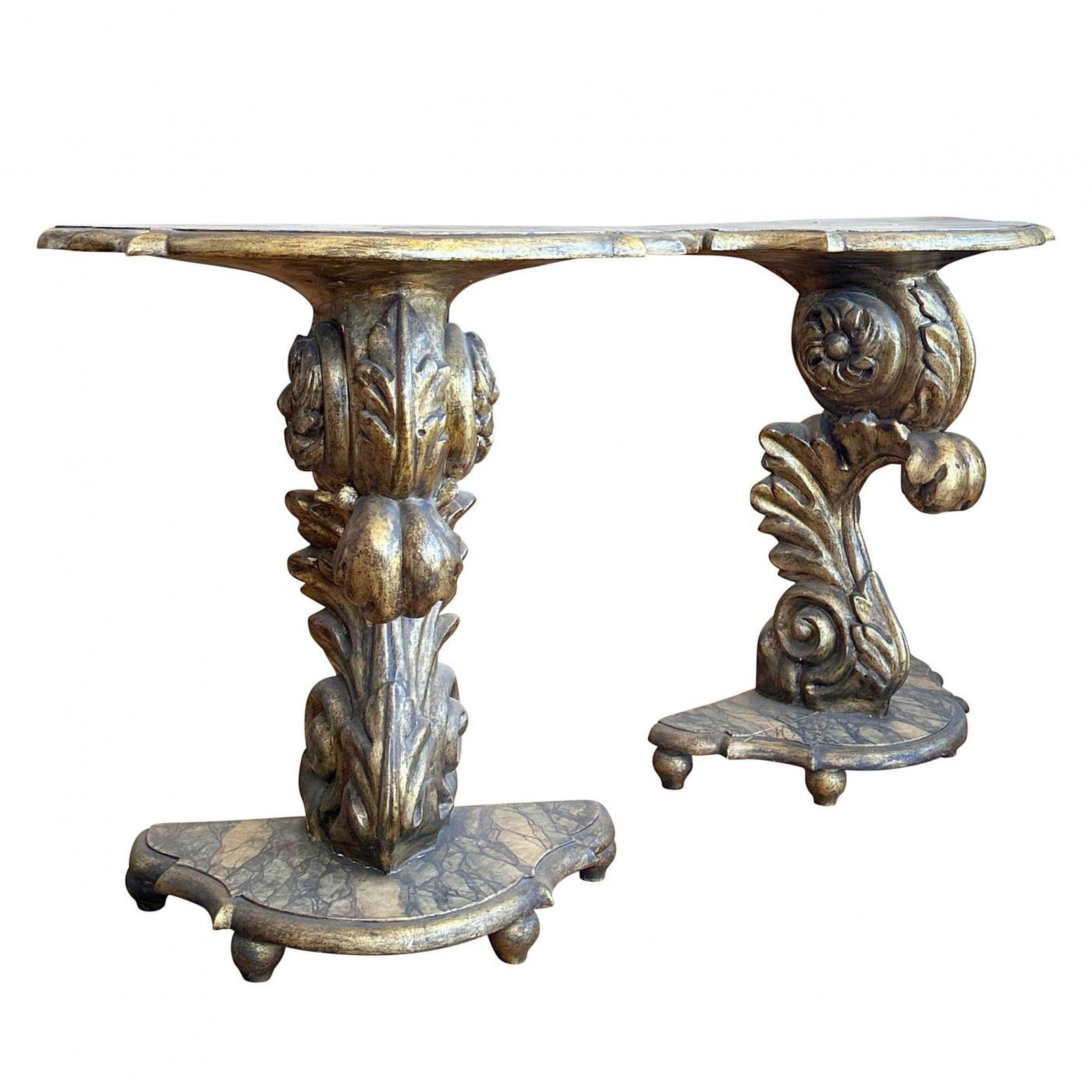 Paar italienische Mekka-Giltwood-Konsolen im Angebot 3
