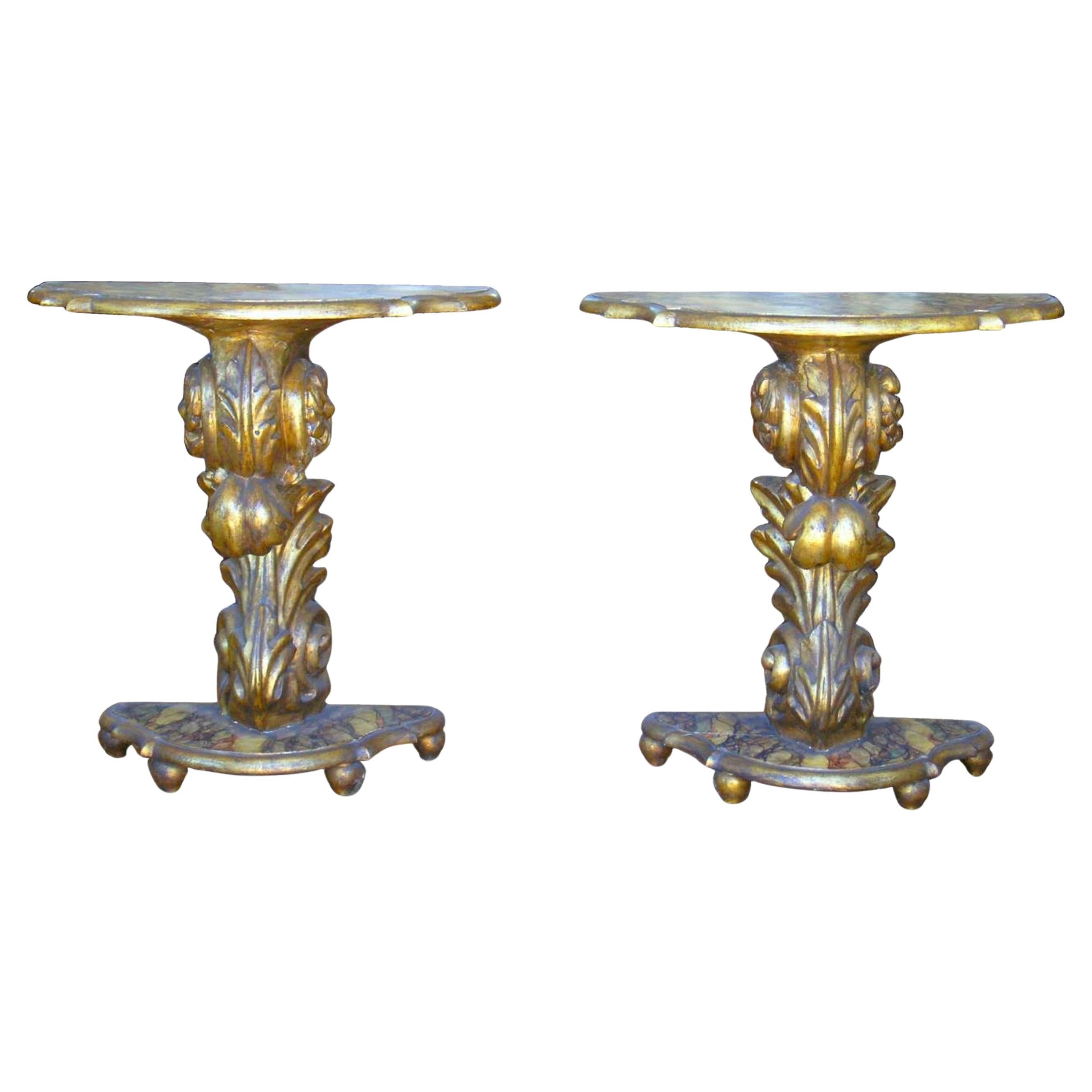 Pair of Italian Mecca Giltwood Consoles