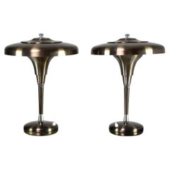 Paire de lampes de bureau italiennes en métal, années 1960