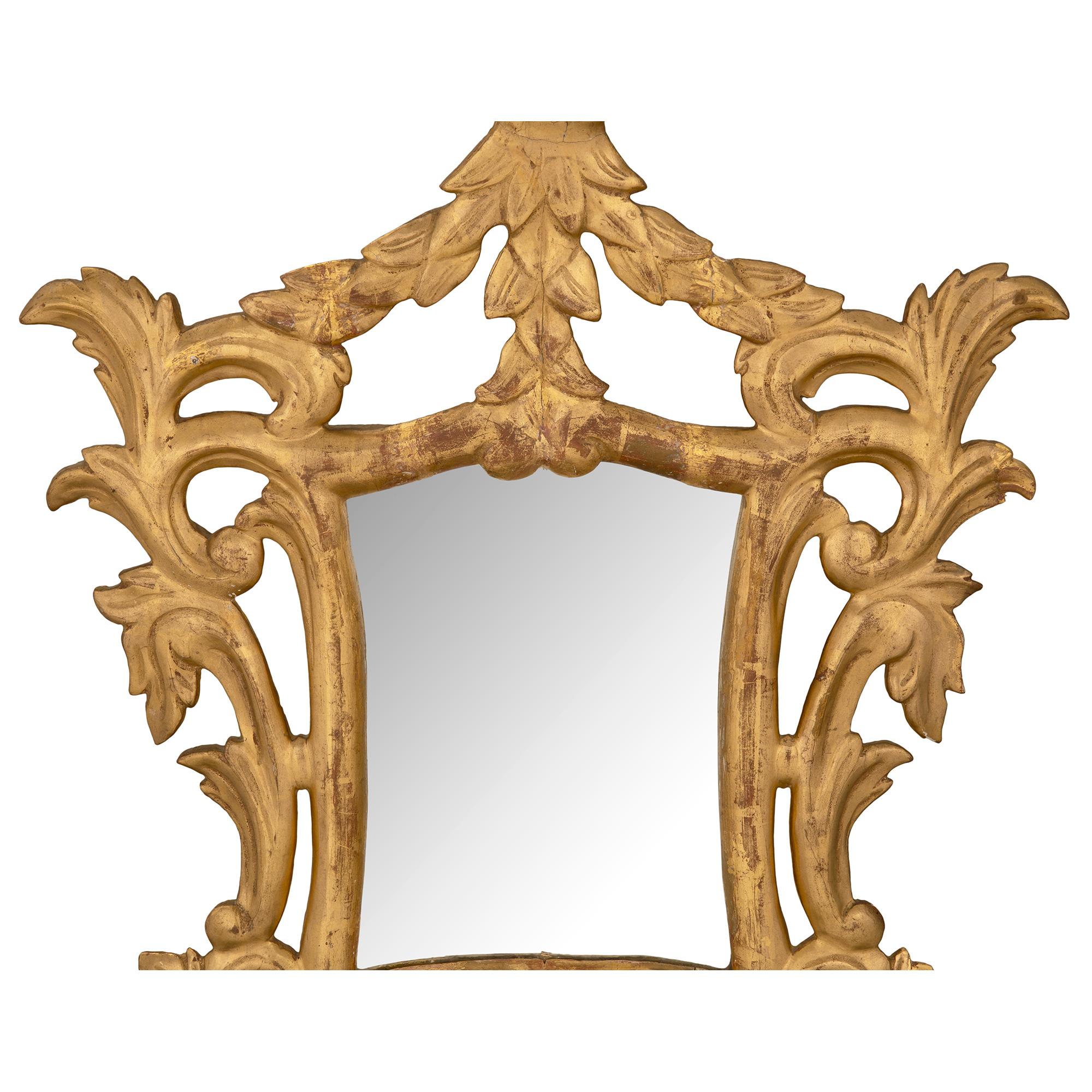 18th Century and Earlier Pair of Italian Mid-18th Century Baroque Style Giltwood Mirrors For Sale