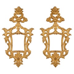 Pair of Italian Mid-18th Century Baroque Style Giltwood Mirrors