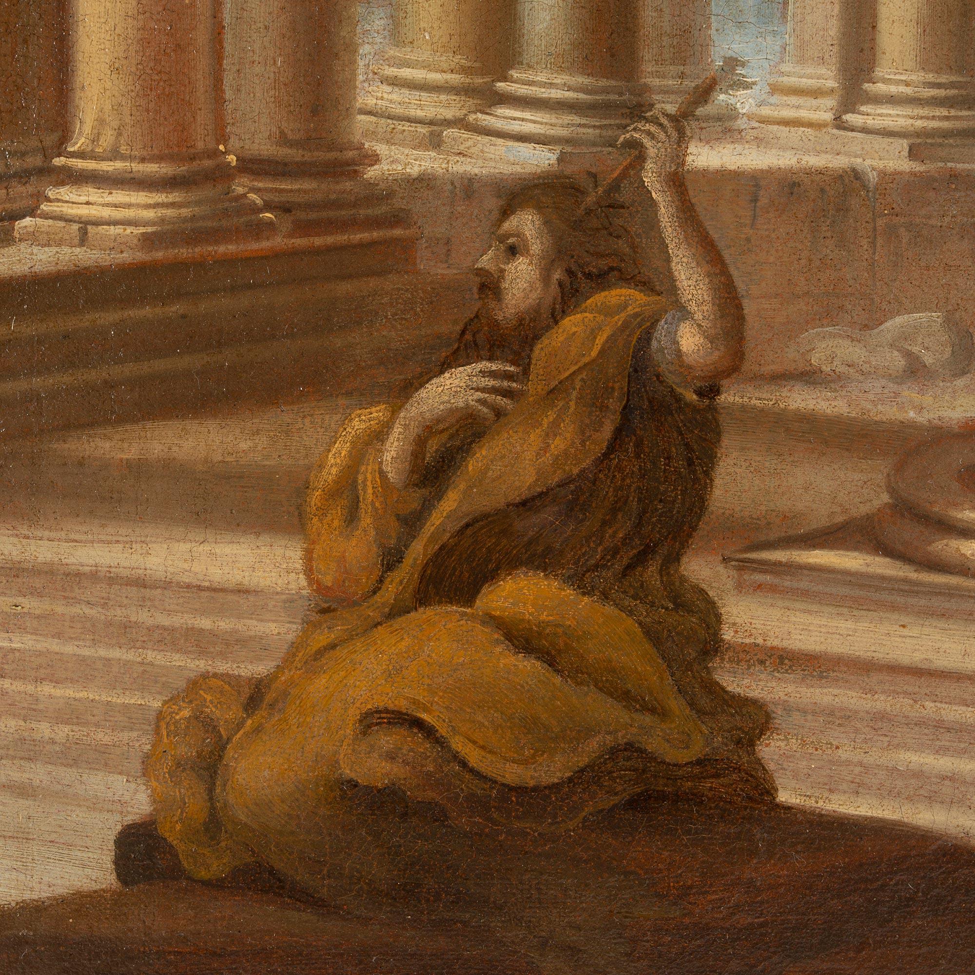 Toile Paire de peintures à l'huile sur toile italiennes de maîtres anciens du milieu du XVIIIe siècle représentant des ruines en vente