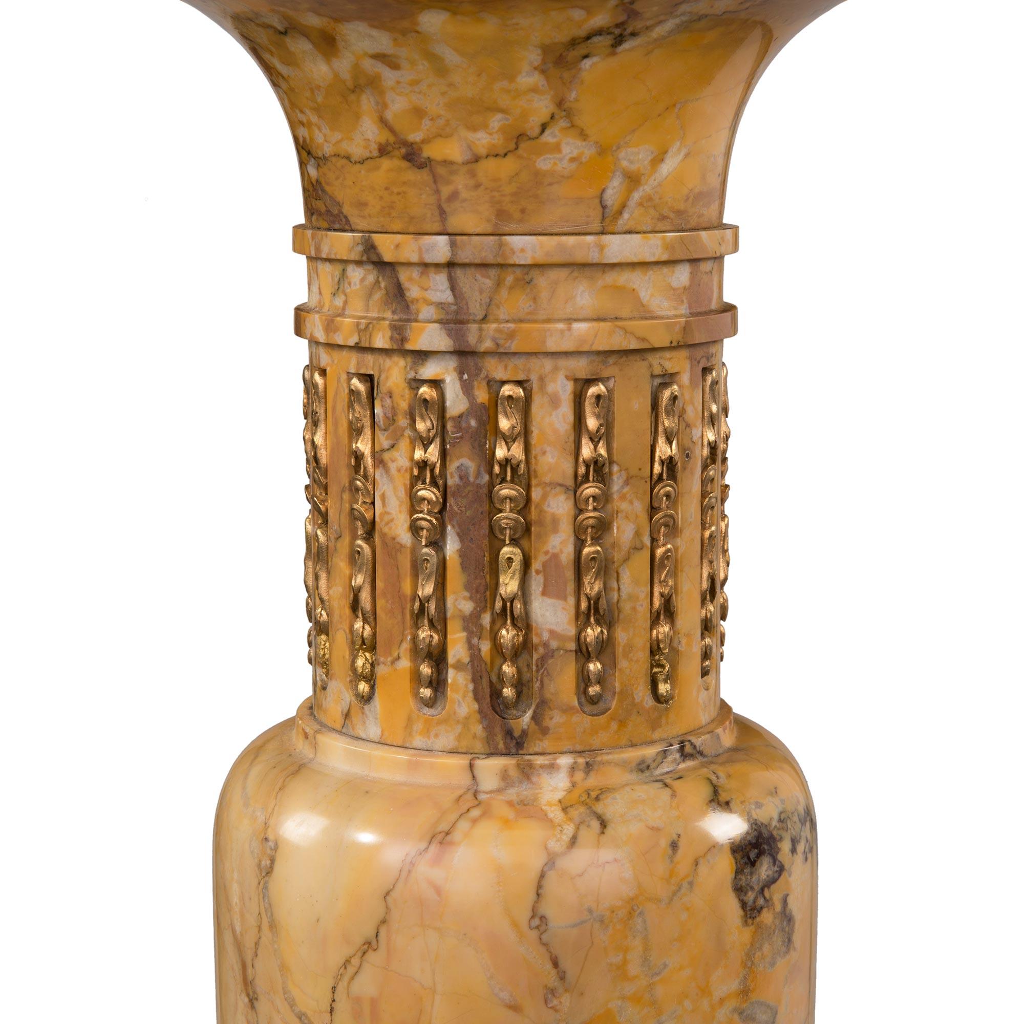 Pair of Italian Mid-19th Century Sienna Marble & Ormolu Mounted Pedestal Columns For Sale 2