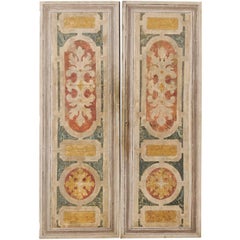 Vintage A Pair of Italian Mid-20th Century Decoratively Painted Wood Doors