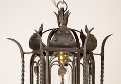 Pair of Italian Mid 20th Century Wrought Iron Hanging Lanterns