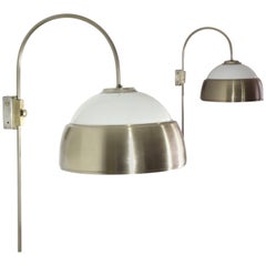 Pair of Italian Midcentury Adjustable Chrome Wall Lights, 1960s