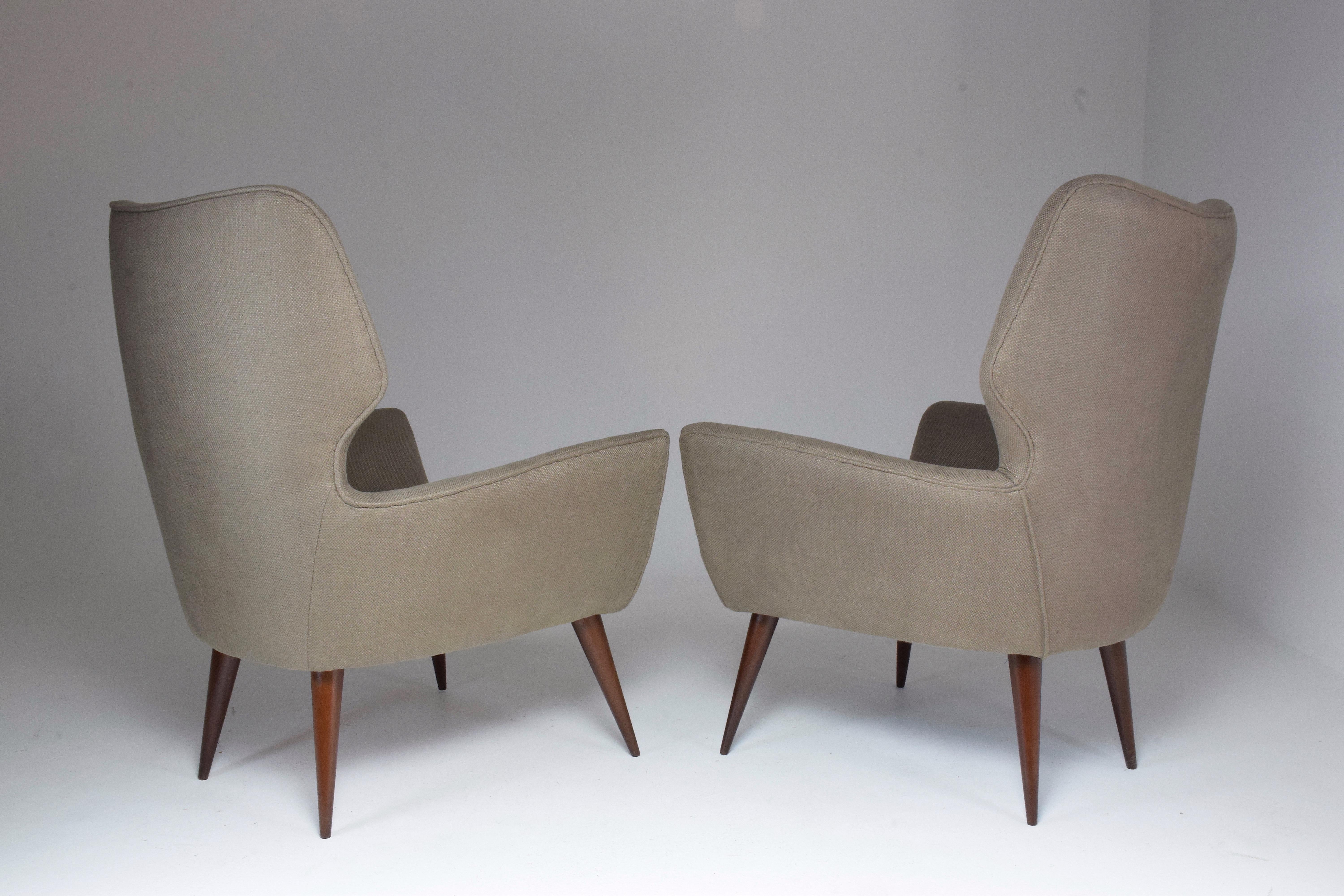 Italienische Sessel aus der Mitte des 20. Jahrhunderts, Zweier-Set, 1950er Jahre   im Angebot 7