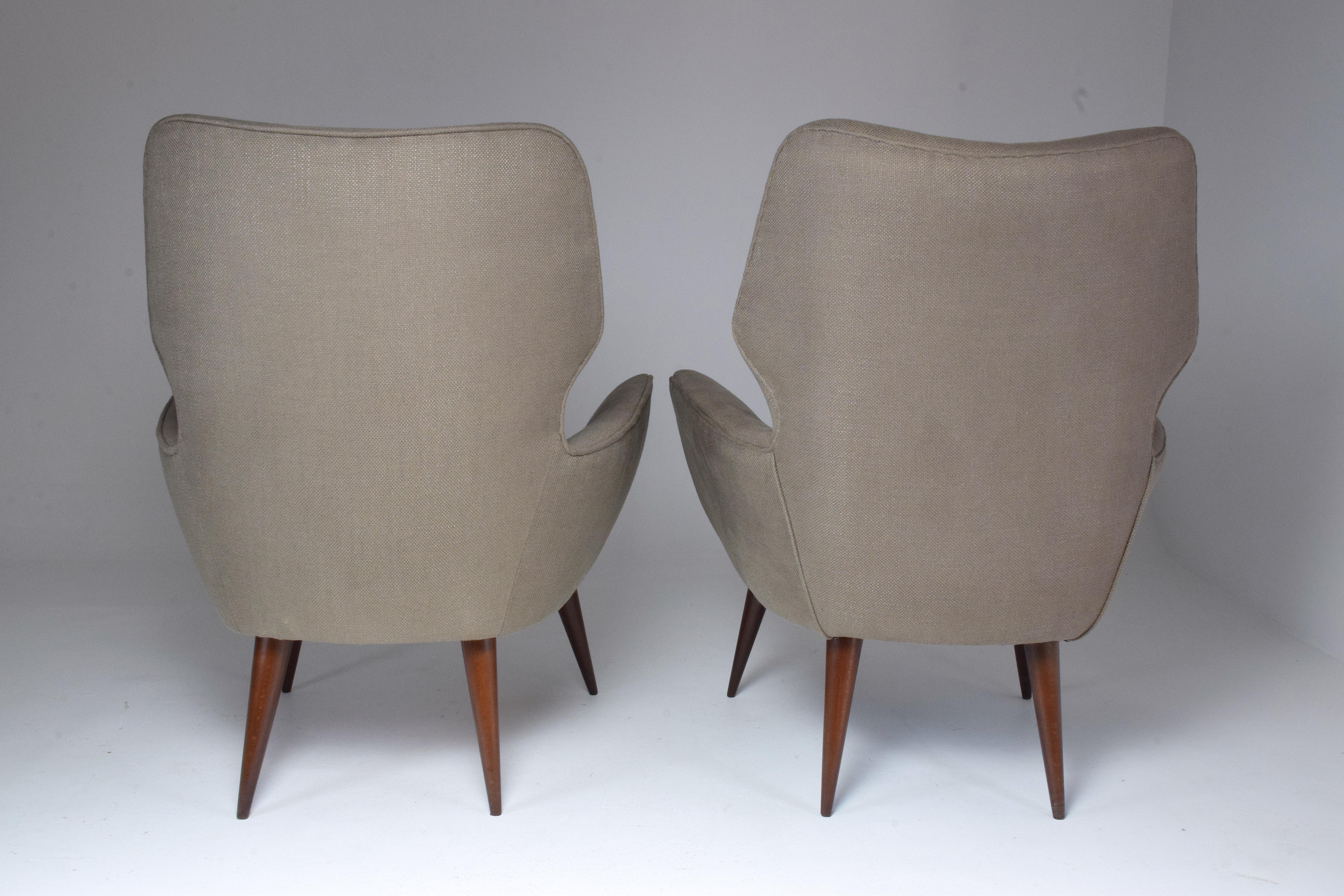 20th Century Italian Midcentury Armchairs, Set of Two, 1950s   For Sale 9