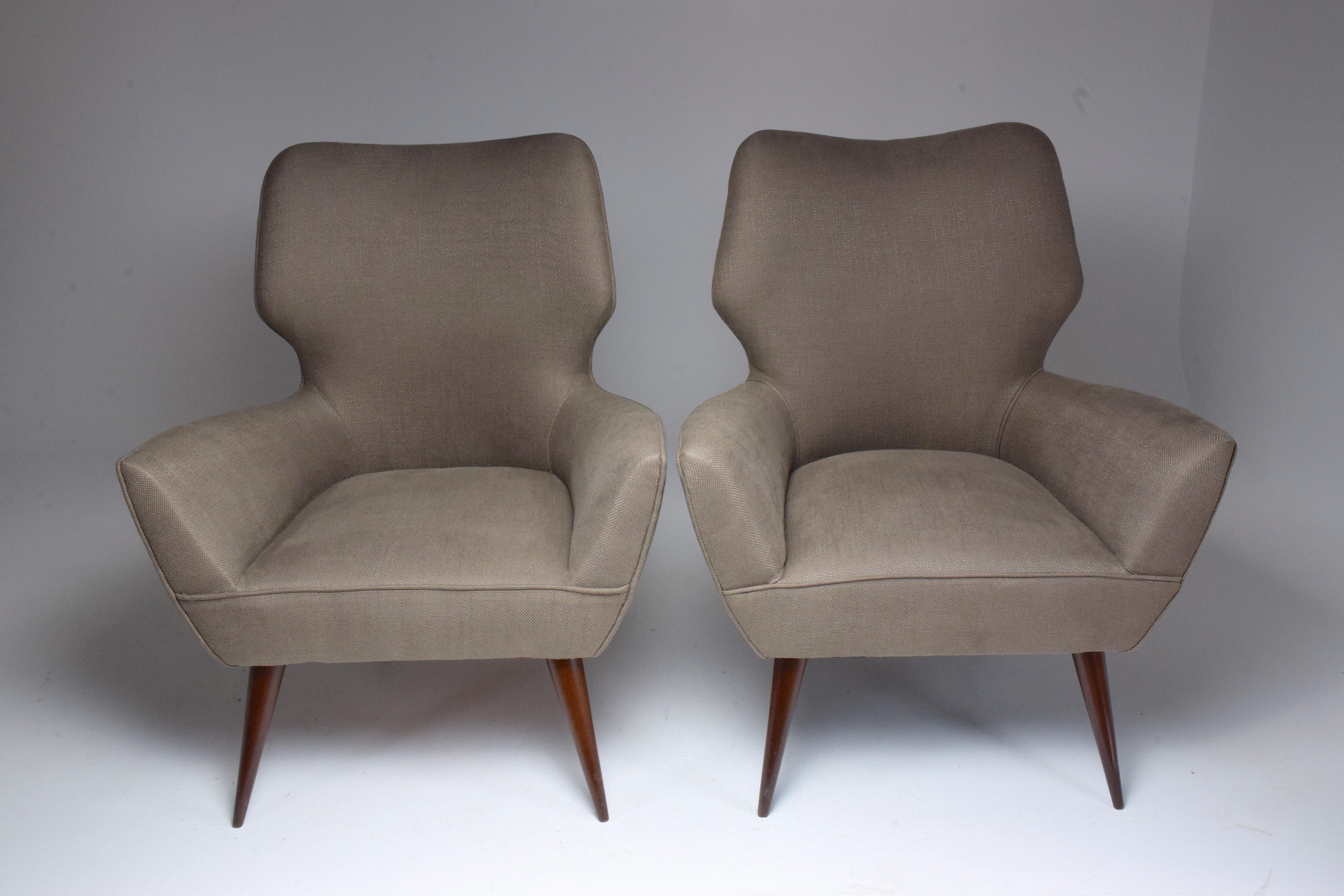 Italienische Sessel aus der Mitte des 20. Jahrhunderts, Zweier-Set, 1950er Jahre   (Moderne der Mitte des Jahrhunderts) im Angebot