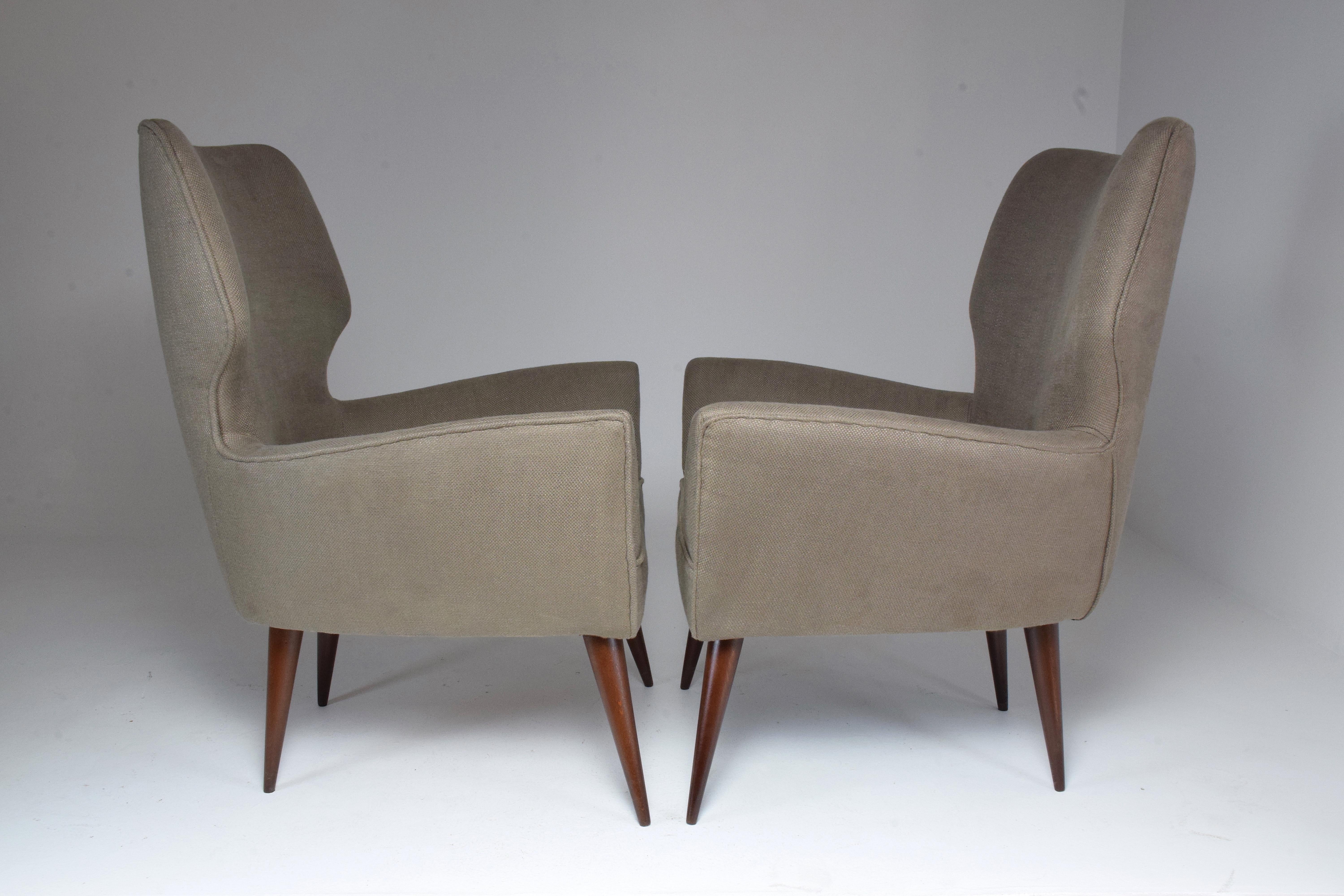 20th Century Italian Midcentury Armchairs, Set of Two, 1950s   For Sale 4